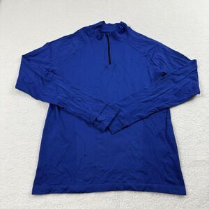 Fabletics Sweater Womens‎ Large Blue 1/4 Zip Lightweight Thumb Holes Activewear